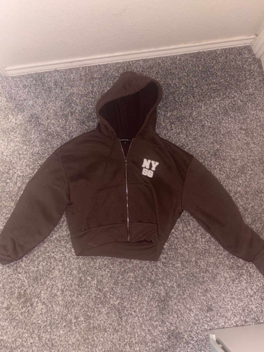 Brown 'NY 89' Zip-Up Hoodie